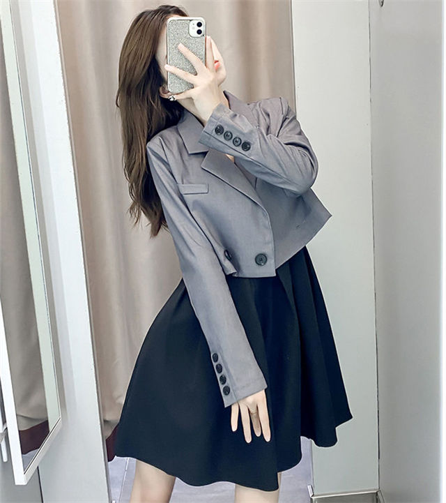 Autumn Fashion Short Jacket With Flouncing Tank A-Line Dress2 Autumn Fashion Short Jacket with Flouncing Tank A-line Dress 4