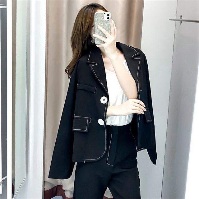 Autumn Fashion Tailored Collar Loosen Jacket With Long Pants2 Autumn Fashion Tailored Collar Loosen Jacket with Long Pants 3