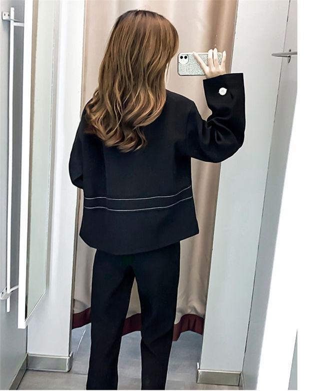 Autumn Fashion Tailored Collar Loosen Jacket With Long Pants4 Autumn Fashion Tailored Collar Loosen Jacket with Long Pants 5