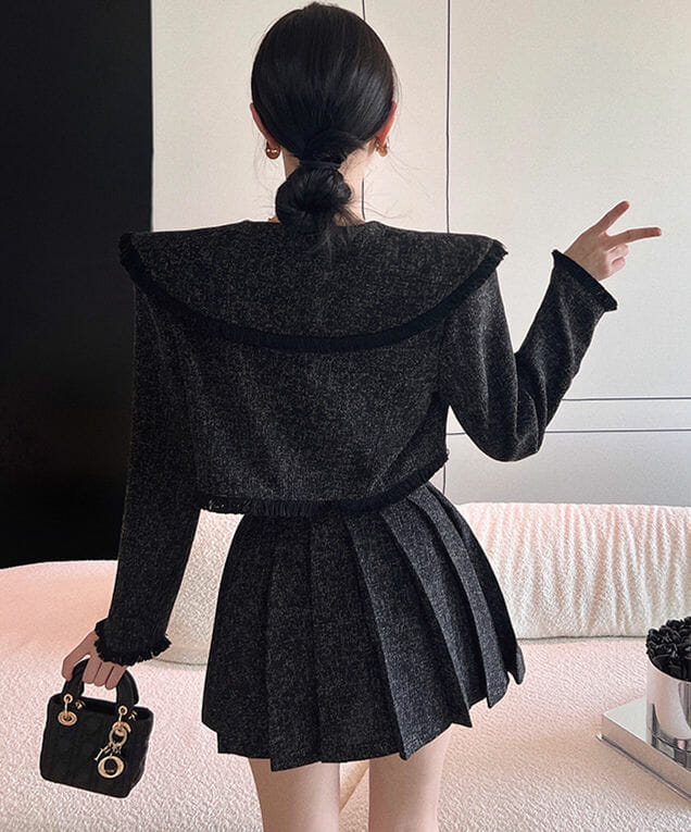 Autumn New 2 Colors Doll Collar Pleated Two Pieces Dress Autumn New 2 Colors Doll Collar Pleated Two Pieces Dress 6