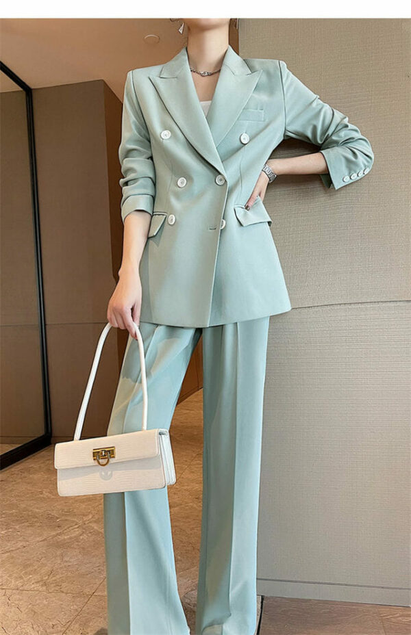 Autumn New 2 Colors Double-breasted Tailored Collar Slim Suits 4