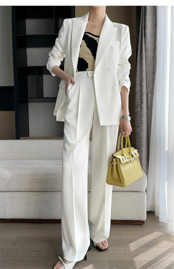 Autumn New 2 Colors Double-breasted Tailored Collar Slim Suits 2
