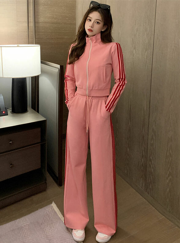 Autumn New 2 Colors Stripes Zipper Open Slim Long Suits5 Autumn New 2 Colors Stripes Zipper Open Slim Long Suits 1