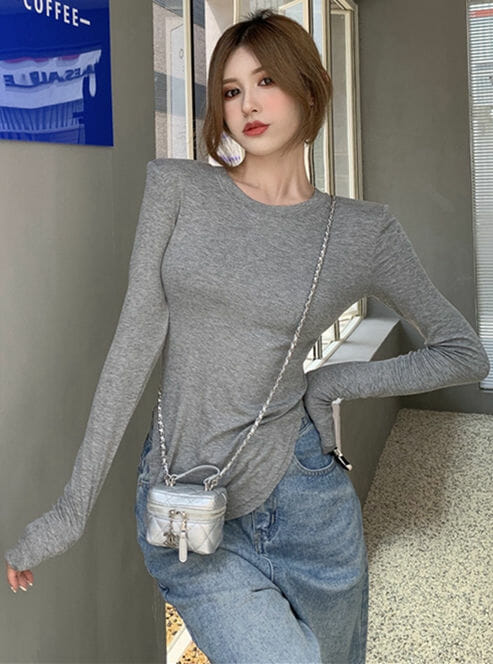 Autumn New 3 Colors Round Neck Long Sleeve Cotton T-Shirt2 Autumn New 3 Colors Round Neck Long Sleeve Cotton T-shirt 3