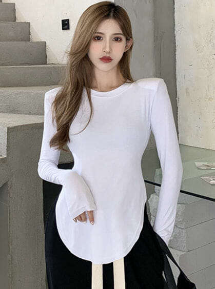 Autumn New 3 Colors Round Neck Long Sleeve Cotton T-Shirt6 Autumn New 3 Colors Round Neck Long Sleeve Cotton T-shirt 1