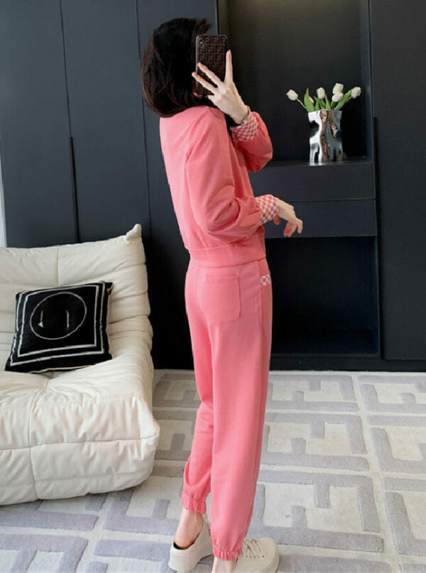 Autumn New Plaids Zipper Open Slim Cotton Sports Suits 4