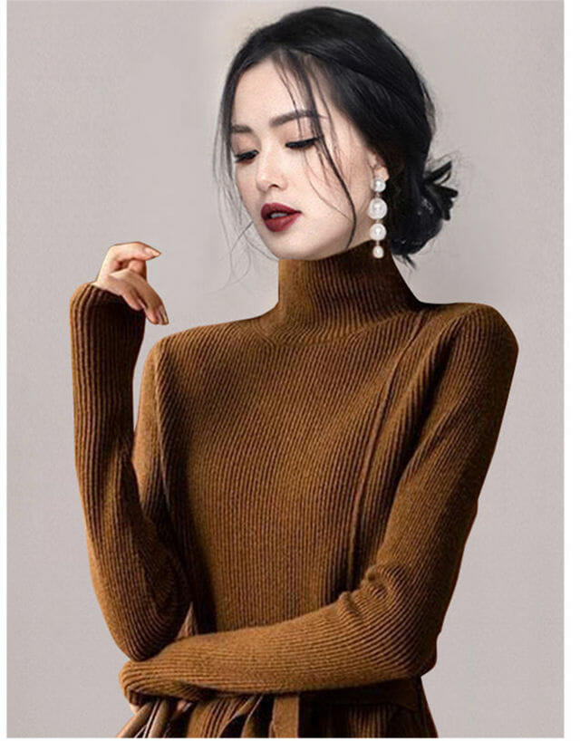 Autumn Tie Waist Split Knitting Long Sleeve T-Shirt Autumn Tie Waist Split Knitting Long Sleeve T-shirt 3
