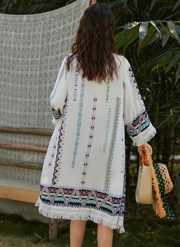 Bohemia Fashion Tassels Flowers Bikini Long Blouse Bohemia Fashion Tassels Flowers Bikini Long Blouse 5