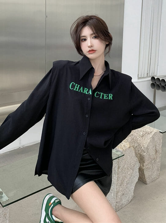 Brand Fashion 2 Colors Letters Printings Loosen Blouse3 Brand Fashion 2 Colors Letters Printings Loosen Blouse 4