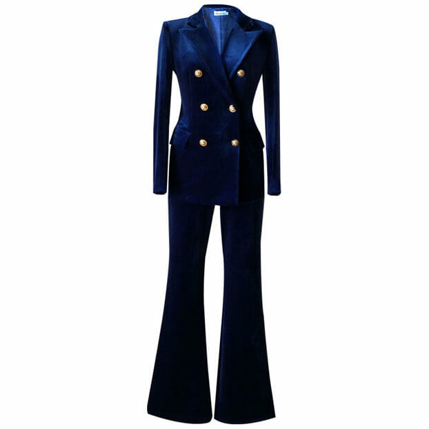 Brand Fashion Double-Breasted Slim Velvet Long Suits Brand Fashion Double-breasted Slim Velvet Long Suits 4