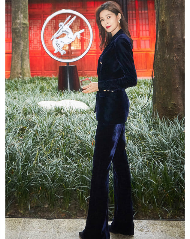 Brand Fashion Double-Breasted Slim Velvet Long Suits2 Brand Fashion Double-breasted Slim Velvet Long Suits 3