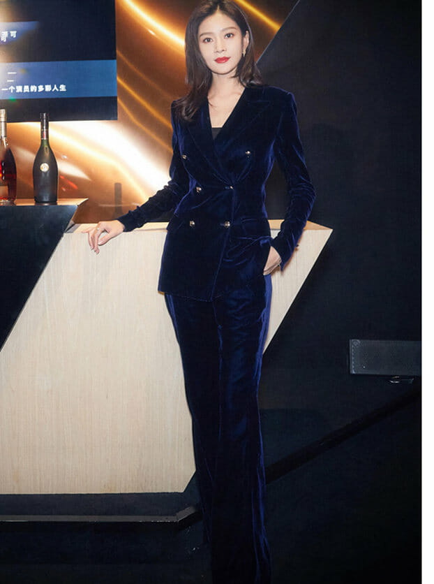 Brand Fashion Double-Breasted Slim Velvet Long Suits4 Brand Fashion Double-breasted Slim Velvet Long Suits 1