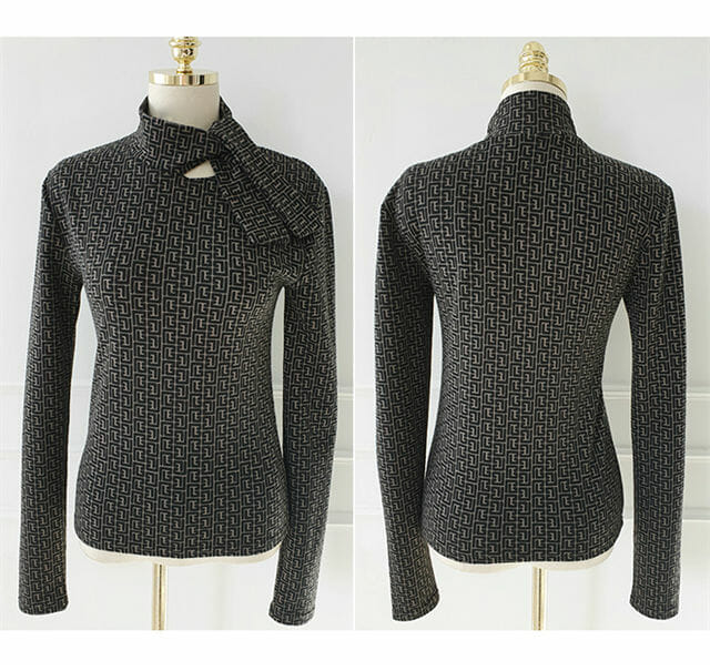 Brand New Tie Collar Knit Tops With High Waist Wide-Leg Long Pants1 Brand New Tie Collar Knit Tops with High Waist Wide-leg Long Pants 6