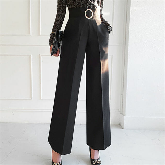 Brand New Tie Collar Knit Tops With High Waist Wide-Leg Long Pants2 Brand New Tie Collar Knit Tops with High Waist Wide-leg Long Pants 5