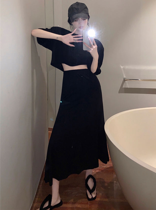 Casual Fashion 2 Colors Batwing T-Shirt With Fishtail Long Skirt2 Casual Fashion 2 Colors Batwing T-shirt with Fishtail Long Skirt 4