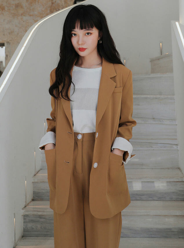 Casual Fashion 2 Colors Loosen Jacket With Wide-Leg Long Pants3 Casual Fashion 2 Colors Loosen Jacket with Wide-leg Long Pants 4
