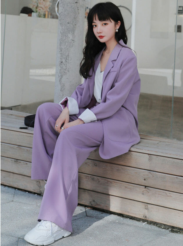 Casual Fashion 2 Colors Loosen Jacket With Wide-Leg Long Pants4 Casual Fashion 2 Colors Loosen Jacket with Wide-leg Long Pants 3