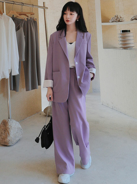 Casual Fashion 2 Colors Loosen Jacket With Wide-Leg Long Pants6 Casual Fashion 2 Colors Loosen Jacket with Wide-leg Long Pants 1
