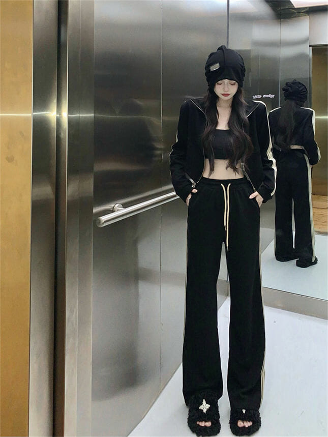 Casual Fashion 3 Colors Zipper Jacket With Stripes Long Pants5 Casual Fashion 3 Colors Zipper Jacket with Stripes Long Pants 3