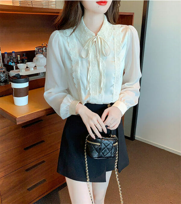 Charming Korea 2 Colors Lace Doll Collar Chiffon Blouse 6
