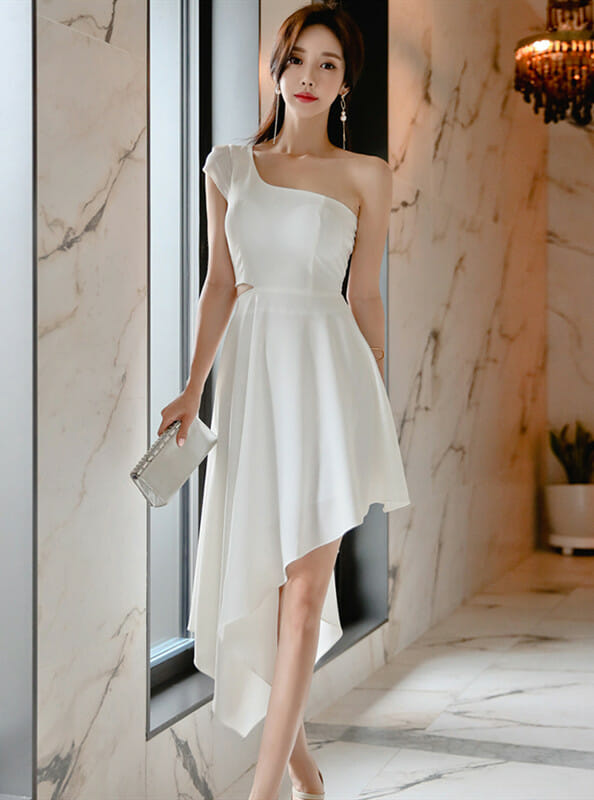 Charming Korea Off Shoulder Sloping A-Line Dress5 Charming Korea Off Shoulder Sloping A-line Dress 1