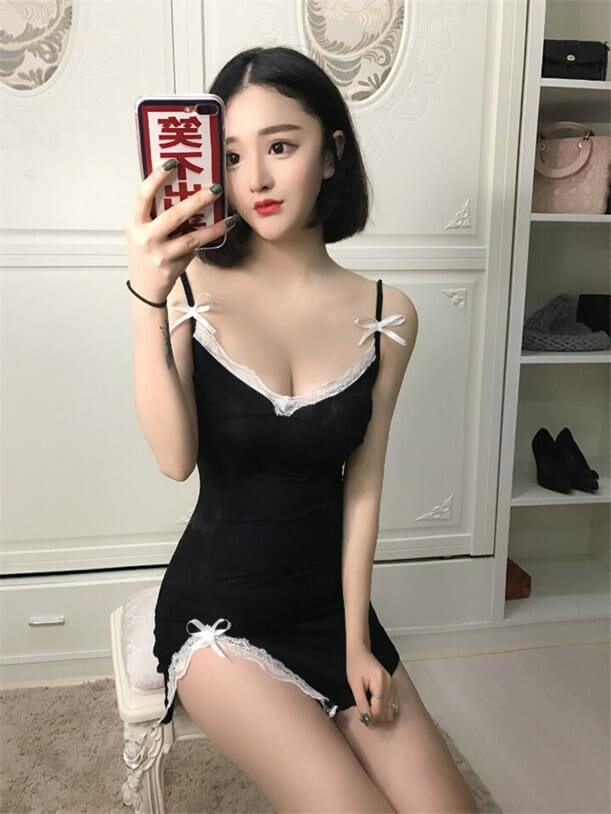 Cheap Sexy 2 Colors Lace Splicing Straps Cotton Dress2 Cheap Sexy 2 Colors Lace Splicing Straps Cotton Dress 4