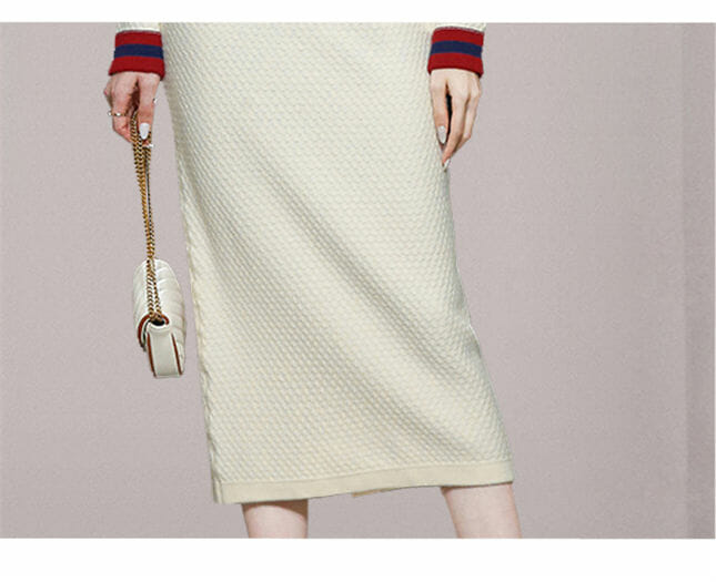 Elegant Lady Bowknot Collar Loosen Tops With Long Skirt Elegant Lady Bowknot Collar Loosen Tops with Long Skirt 7