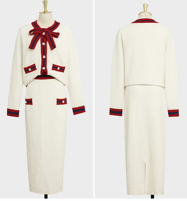 Elegant Lady Bowknot Collar Loosen Tops With Long Skirt4 Elegant Lady Bowknot Collar Loosen Tops with Long Skirt 4