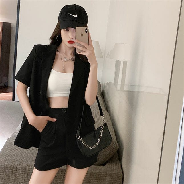 Elegant Ol 2 Colors Tailored Collar Jacket With Short Pants Elegant OL 2 Colors Tailored Collar Jacket with Short Pants 6