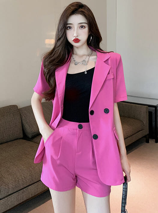 Elegant Ol 2 Colors Tailored Collar Jacket With Short Pants6 Elegant OL 2 Colors Tailored Collar Jacket with Short Pants 1