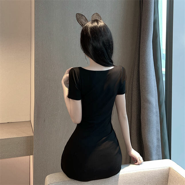 Fashion Boat Neck Short Sleeve Slim Cotton Dress Fashion Boat Neck Short Sleeve Slim Cotton Dress 5