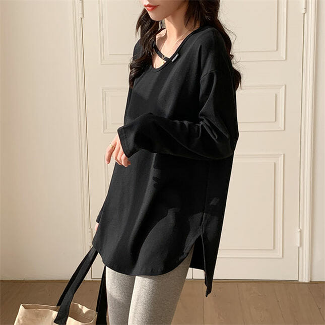 Fashion Korea 4 Colors U-Neck Oversize Cotton T-Shirts3 Fashion Korea 4 Colors U-neck Oversize Cotton T-shirts 4