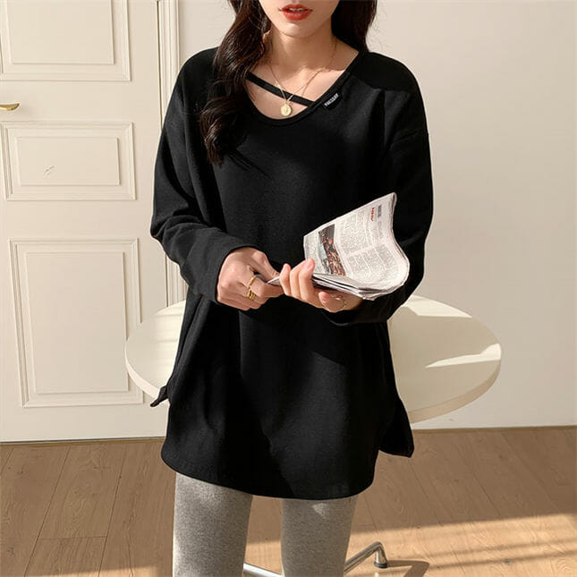 Fashion Korea 4 Colors U-Neck Oversize Cotton T-Shirts4 Fashion Korea 4 Colors U-neck Oversize Cotton T-shirts 3