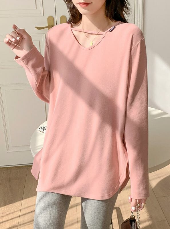 Fashion Korea 4 Colors U-Neck Oversize Cotton T-Shirts6 Fashion Korea 4 Colors U-neck Oversize Cotton T-shirts 1
