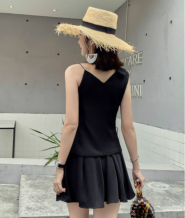 Fashion Korea V-Neck Straps Flouncing Two Pieces Dress Fashion Korea V-neck Straps Flouncing Two Pieces Dress 5