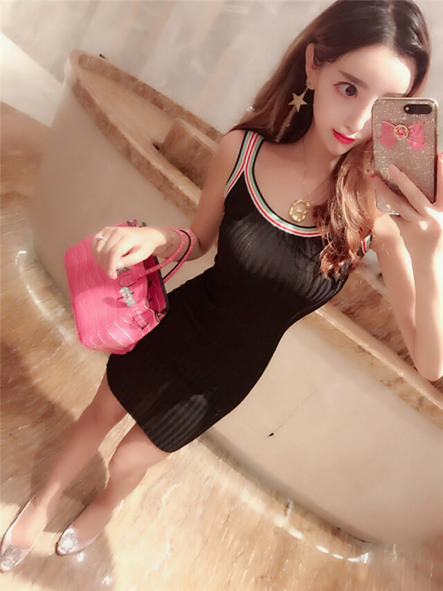 Fashion Lady 2 Colors Stripes Round Neck Knit Straps Dress Fashion Lady 2 Colors Stripes Round Neck Knit Straps Dress 6