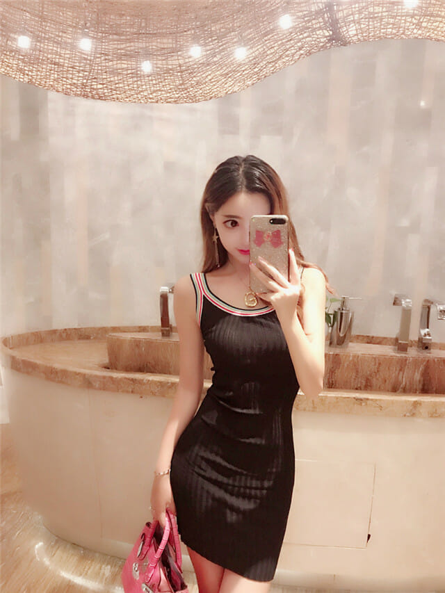 Fashion Lady 2 Colors Stripes Round Neck Knit Straps Dress3 Fashion Lady 2 Colors Stripes Round Neck Knit Straps Dress 4