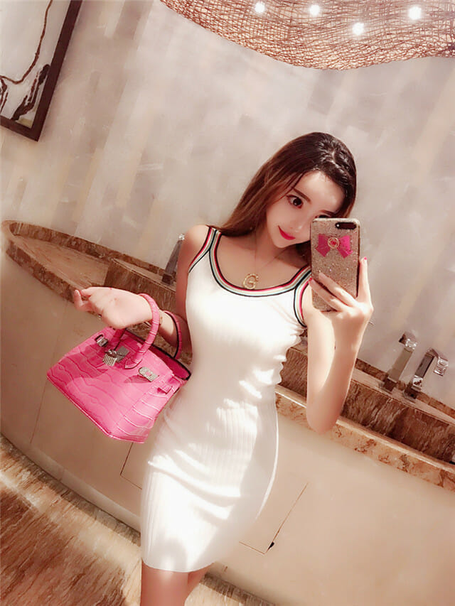 Fashion Lady 2 Colors Stripes Round Neck Knit Straps Dress4 Fashion Lady 2 Colors Stripes Round Neck Knit Straps Dress 3