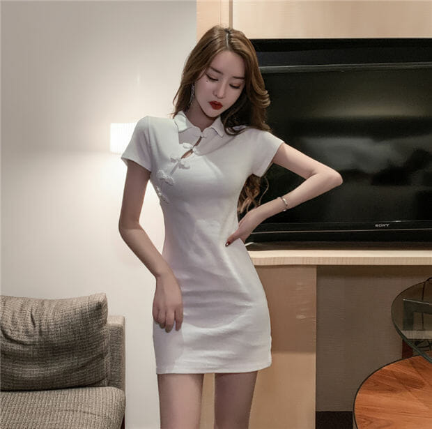 Fashion Retro Frog Buttons Cheongsam Slim Dress2 Fashion Retro Frog Buttons Cheongsam Slim Dress 4