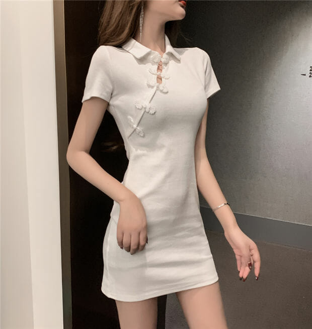 Fashion Retro Frog Buttons Cheongsam Slim Dress3 Fashion Retro Frog Buttons Cheongsam Slim Dress 3