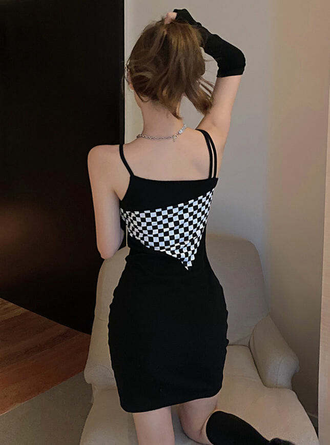 Fashion Sexy Plaids Splicing Straps Skinny Knitting Dress Fashion Sexy Plaids Splicing Straps Skinny Knitting Dress 5