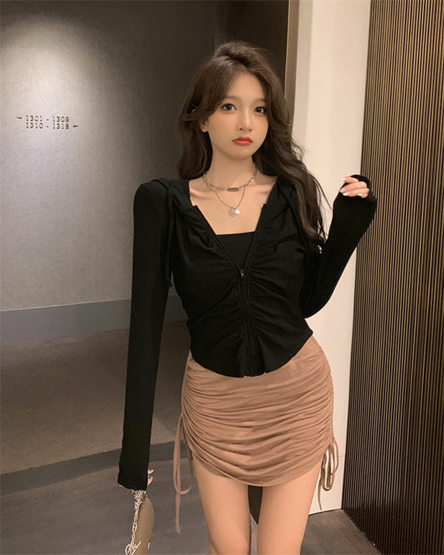 Fresh Fashion 3 Colors Zipper Open Hooded Short T-Shirts2 Fresh Fashion 3 Colors Zipper Open Hooded Short T-shirts 6