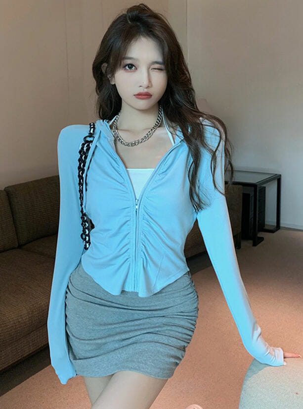 Fresh Fashion 3 Colors Zipper Open Hooded Short T-Shirts7 Fresh Fashion 3 Colors Zipper Open Hooded Short T-shirts 1