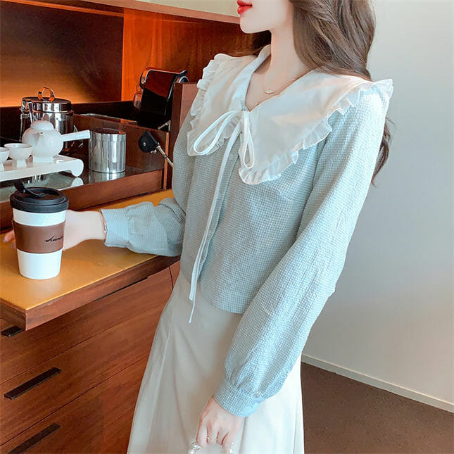 Fresh Flouncing Doll Collar Long Sleeve Blouse Fresh Flouncing Doll Collar Long Sleeve Blouse 5