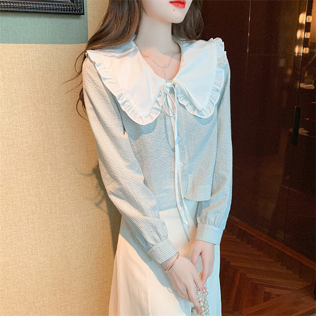 Fresh Flouncing Doll Collar Long Sleeve Blouse3 Fresh Flouncing Doll Collar Long Sleeve Blouse 3