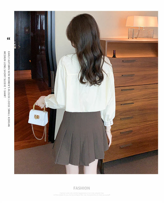 Fresh Girl Doll Collar Lace Flowers Puff Sleeve Blouse Fresh Girl Doll Collar Lace Flowers Puff Sleeve Blouse 5