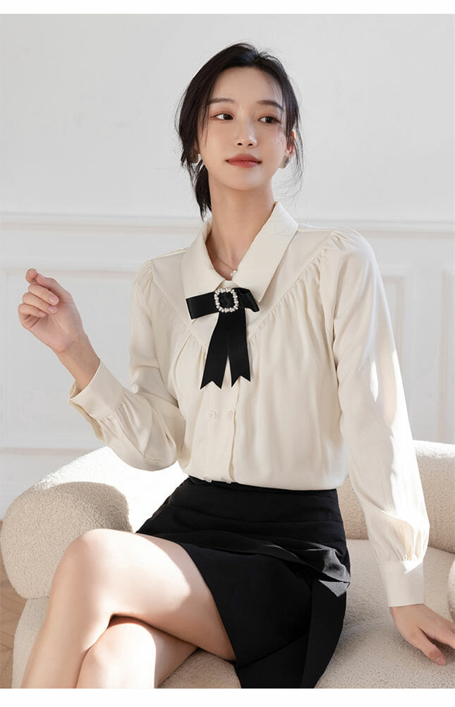 Fresh Korea Bowknot Doll Collar Puff Sleeve Blouse2 Fresh Korea Bowknot Doll Collar Puff Sleeve Blouse 4