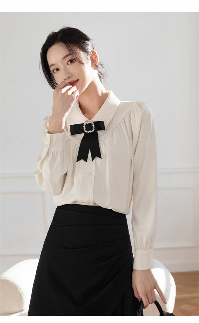 Fresh Korea Bowknot Doll Collar Puff Sleeve Blouse3 Fresh Korea Bowknot Doll Collar Puff Sleeve Blouse 3