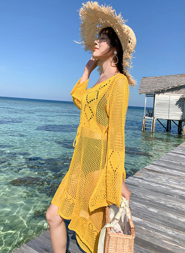 Hot Selling Hollow Out Flare Sleeve Bikini Blouse2 Hot Selling Hollow Out Flare Sleeve Bikini Blouse 4