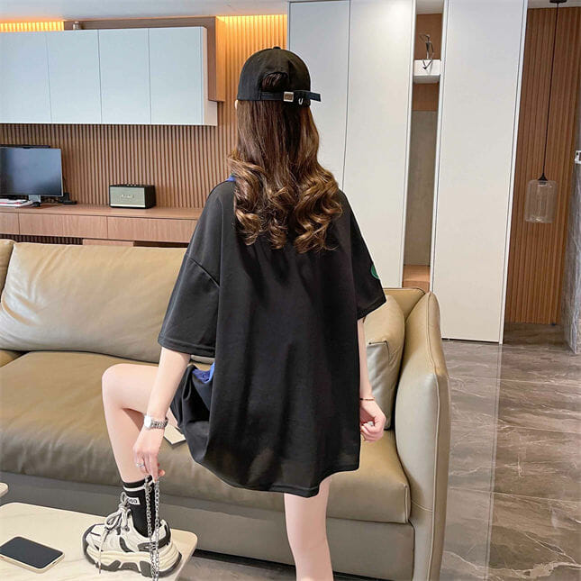 Korea 2 Colors Letters Embroidery Shirt Collar Tee Korea 2 Colors Letters Embroidery Shirt Collar Tee 6